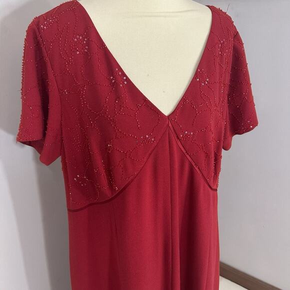Adrianna Papell Plus Beaded Flutter Sleeve Cocktail Dress Red 20W Formal Holiday - Picture 7 of 10